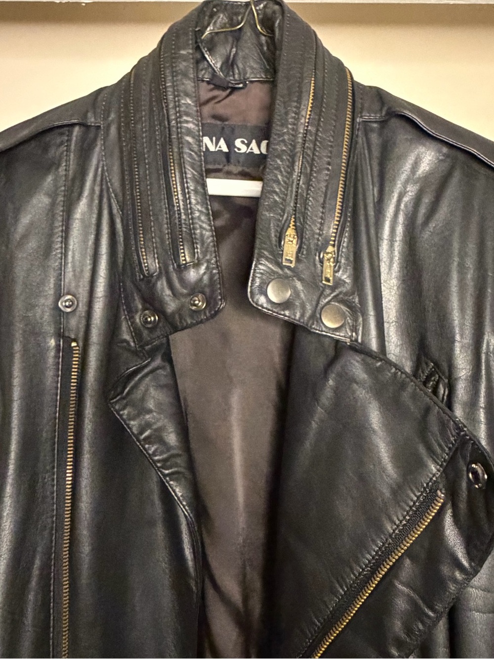Vintage Donna Sacs Black Leather Moto Jacket - Picture 10 of 11
